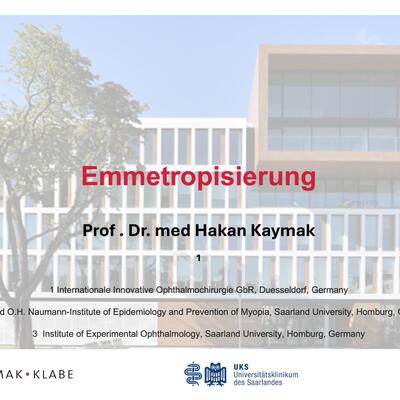 Titelchart des Vortrages zum Thema Emmetropisierung