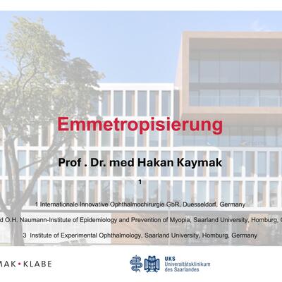 Titelchart des Vortrages zum Thema Emmetropisierung